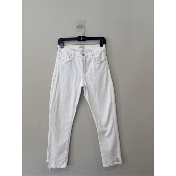 AGOLDE Jeans Womens 27 White Toni Straight Leg High Rise Distressed Hems 2015 - Picture 1 of 12